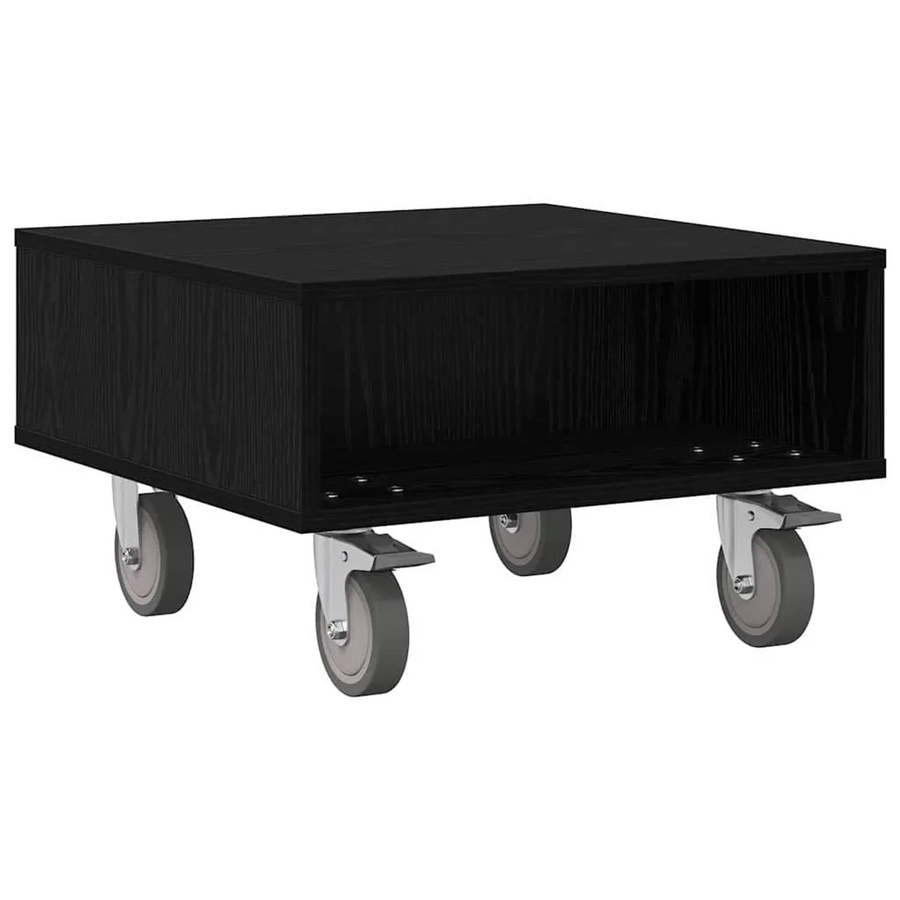 vidaXL Beistelltisch mit Rädern in Schwarz und Eichen-Optik, B/T/H: 50,0 x 50,0 x 30,0 cm - Bild 2