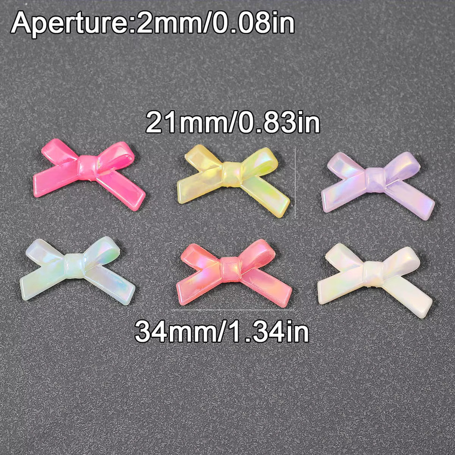 JHNBY Perlen, Acryl Jelly AB Kreuzmuster Schleife, Mix-Farbe, 34 mm - Bild 2
