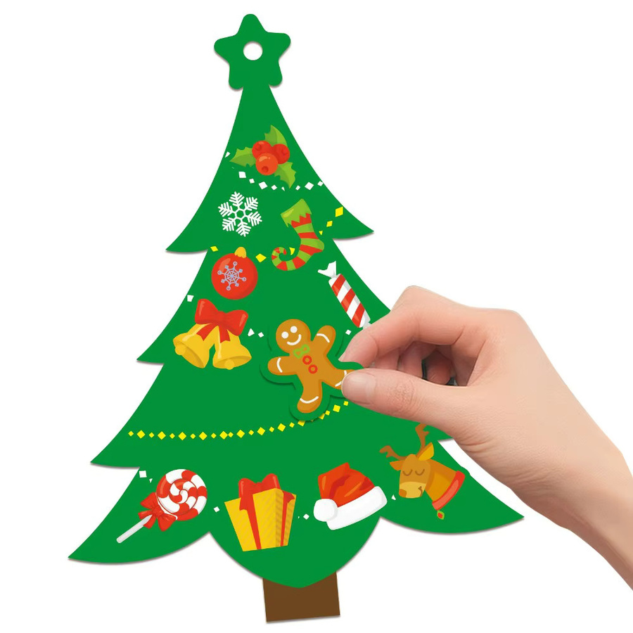 24 Sets Weihnachtsbaum-Bastelset mit festlichen Grußkarten und Aufklebern in Mehrfarbig für Schule und Familienfeiern - Bild 3