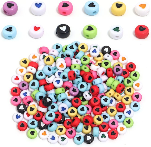 lingsai Spacer Perlen Acryl, Herz Muster, Blue Black, 7x4mm - Bild 1