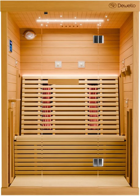 Dewello Infrarotkabine Palermo Infrarotsauna aus Hemlockholz mit Vollspektrumstrahlern und Bluetooth, Farbe: Braun, B/T/H: 135 x 120 x 190 cm - Bild 1