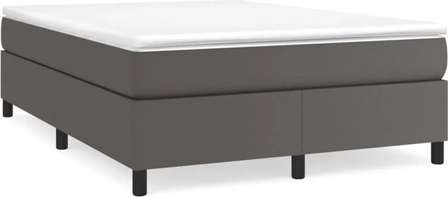 vidaXL Boxspringbett Hybrid mit Matratze, Grau, Kunstleder, B/T: 140 x 190 cm - Bild 1