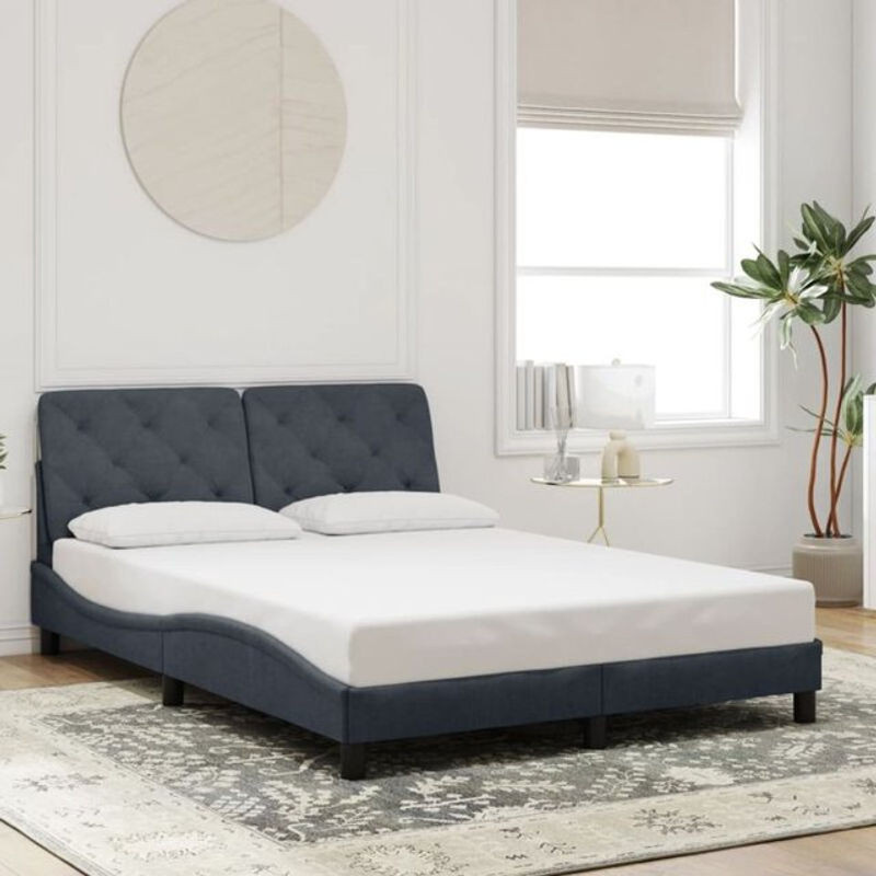 Modernes Polsterbett Vidaxl aus Samt in Anthrazit, B/T/H: 120 x 200 cm - Bild 1
