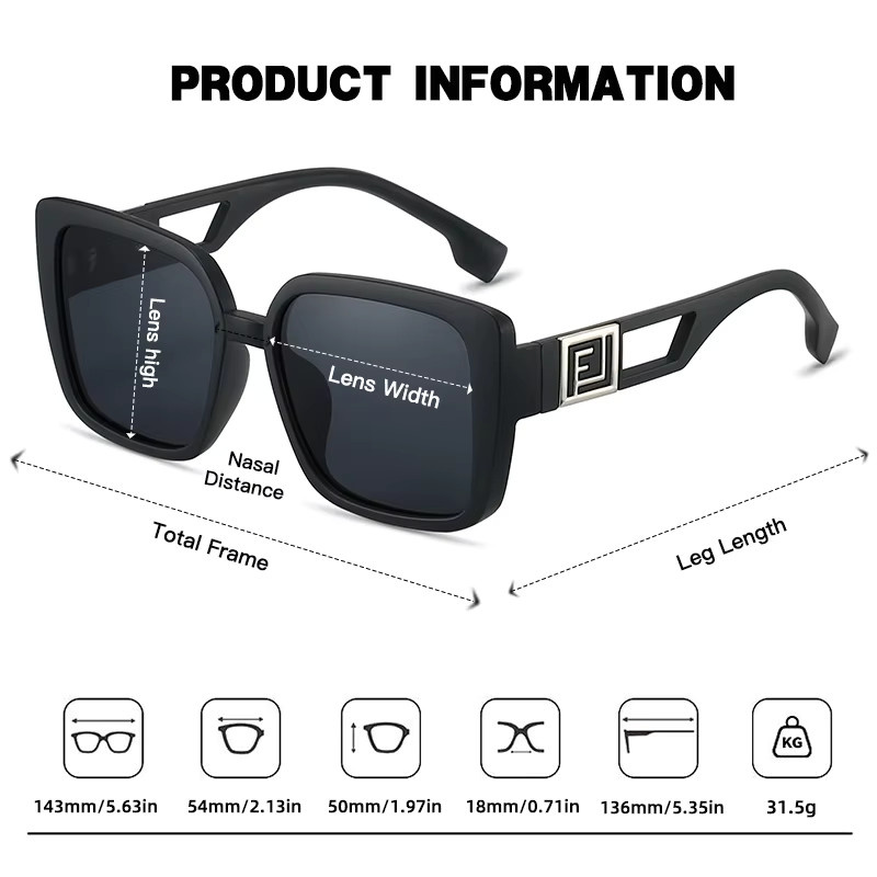 HJYHOPE Sonnenbrille, Quadrat, Vollrand, Kunststoff, Unisex, polarisiert - Bild 3