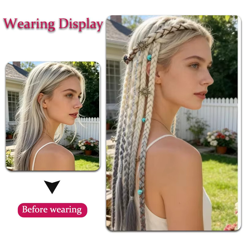 AOOSOO HAIR Perücke mit 4 Zöpfen und Haarverlängerungen, Damen - Bild 3