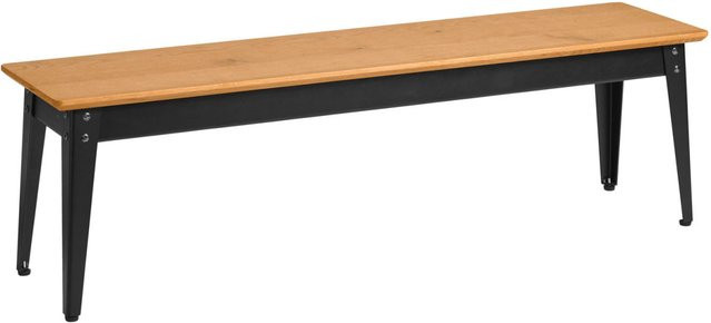 VEGA Sitzbank Acerios 2-Sitzer mit Sitzfläche in Wildeiche und schwarzem Gestell, B/T/H: 160 x 35 x 46 cm - Bild 1