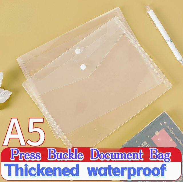 12er Packung transparente A5 Aktentaschen aus PP-Kunststoff mit Druckknopf zur Aufbewahrung - Bild 1