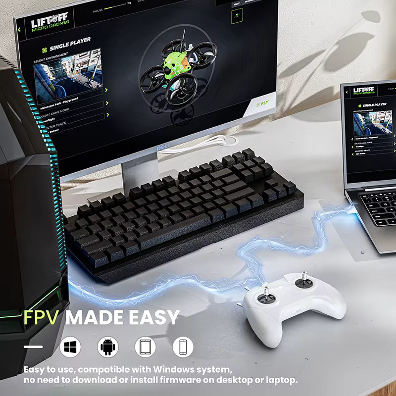 STARTRC Drohnen-Trainingssimulator Fernbedienungsregler für DJI, LIFTOFF, UNCRASHED und TryPFPV am PC, Weiß - Bild 2