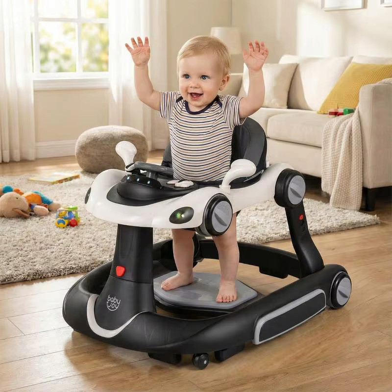 6-in-1 Babywalker Aktivitätscenter mit Verdeck und Musik, tragbare Hüpf- und Schaukelkombination für Kleinkinder, weiß - Bild 4