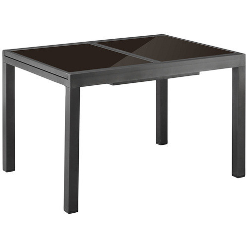 Ausziehtisch mit Sicherheitsglas in Braun und Aluminiumgestell, B/H/L: 90 x 75 x 180 cm - Bild 2