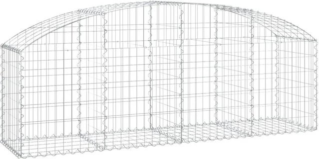 vidaXL Gabione mit Hochbogen aus verzinktem Eisen in Silber, B/T/H: 200 x 50 x 60/80 cm - Bild 1