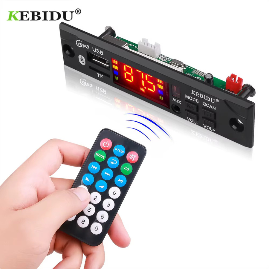 Kebidu Bluetooth 5.0 MP3 Player Modul DC 12V mit USB, TF, FM Radio und 3,5mm AUX in Schwarz - Bild 4