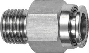 Riegler Gerade Steckverschraubung R 1/8 a. für Schlauch-Außendurchmesser 4 mm aus Edelstahl in Silber - Bild 1