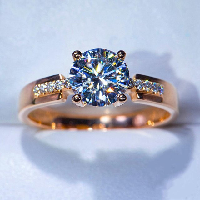 Huitan Ehering Damen, Roségold, Kupfer, Zirkonia, Ringgröße 10 - Bild 1
