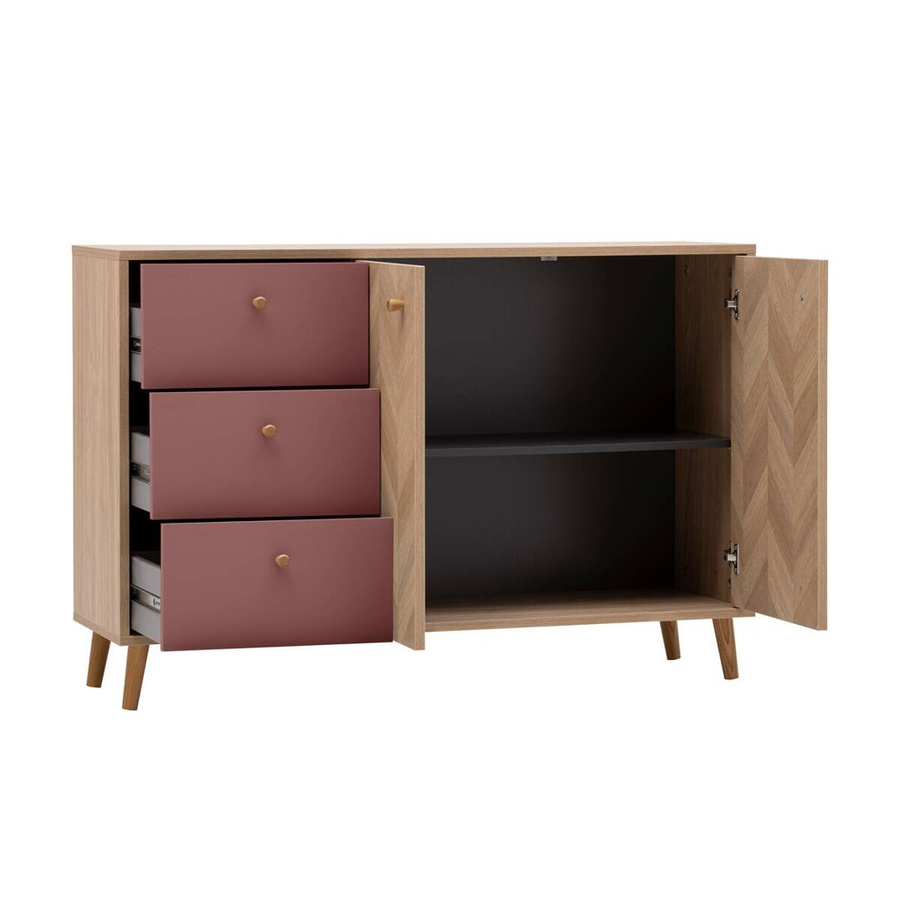 Schildmeyer Sideboard Visby Eiche Nachbildung Mauve Fischgräten B/H/T: 109 x 63,9 x 33,05 cm - Bild 3