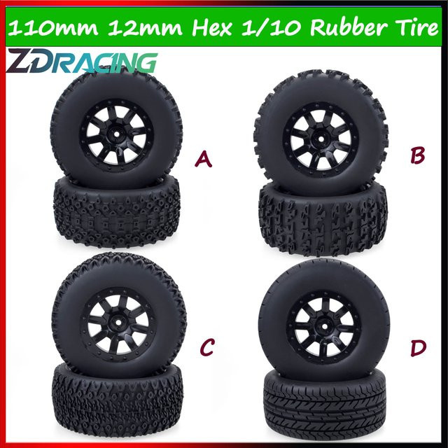 NeebRC Reifen für 1/10 RC Auto, 4-teiliges Set, Gummi, Schwarz - Bild 1