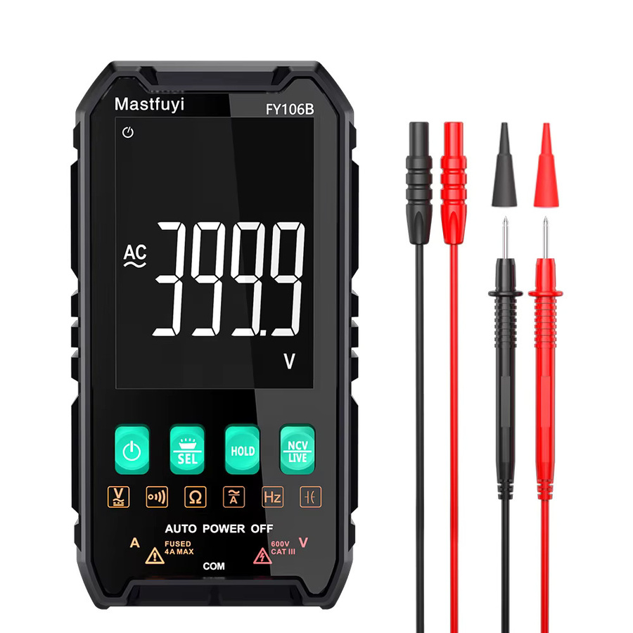MASTFUYI Mini-Digitalmultimeter in Schwarz mit 4000 Zählungen, True RMS, intelligenter Messung, automatischer Bereichswahl und berührungsloser Spannungserkennung - Bild 6