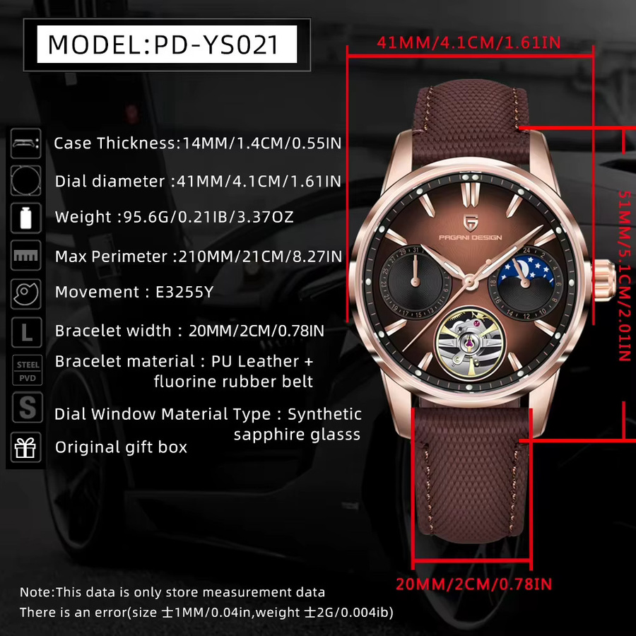 PAGANI DESIGN Armbanduhr, Automatik, Gold, Mondphase, Herren - Bild 5