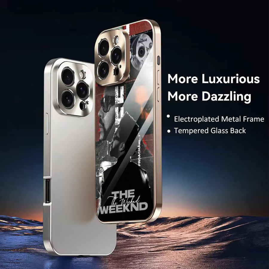 The Weeknd Singer Handyhülle für Apple iPhone 17 16 15 14 13 12 Pro Max Plus mit galvanisiertem Metall-Bumper in Multicolour, stoßfeste Schutzhülle - Bild 4