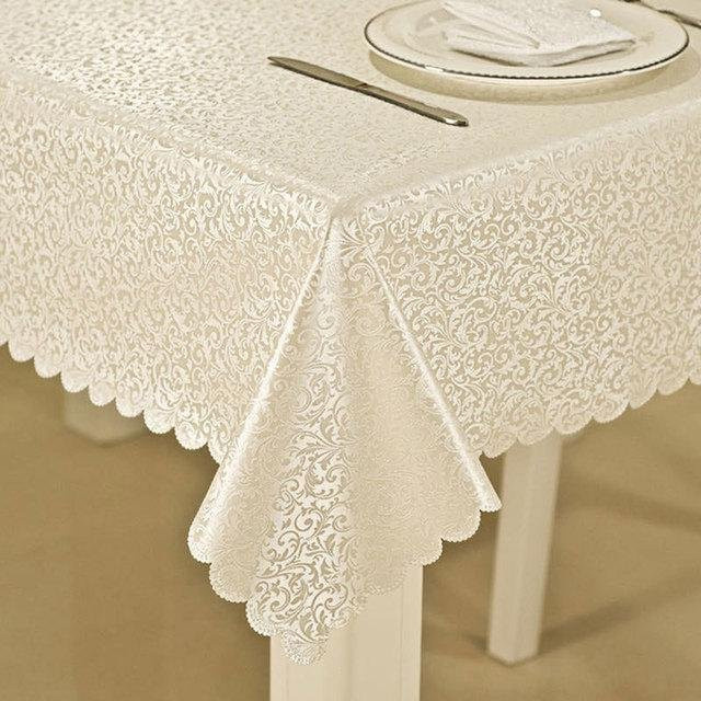 Wasserdichte und schmutzabweisende Tischdecke aus PVC mit floralem Muster in Grau-Weiß, B/T: 180 x 130 cm - Bild 1