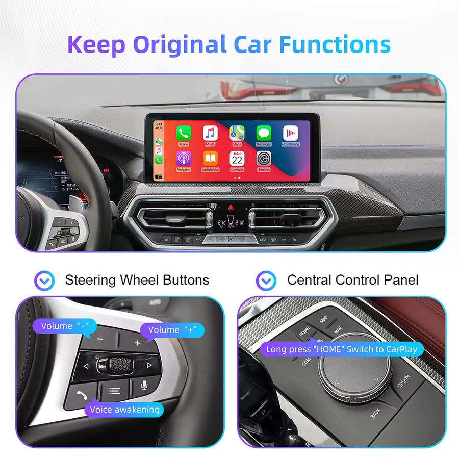ANYFAR Kabelloses CarPlay und Android Auto Interface für BMW EVO MGU ID5 6 7 System, Schwarz - Bild 3