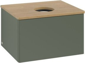 V&B Waschtischunterschrank Antao ohne Frontstruktur in Eiche Honig und Grau lackiert, B/T/H: 60 x 36 x 50 cm - Bild 1