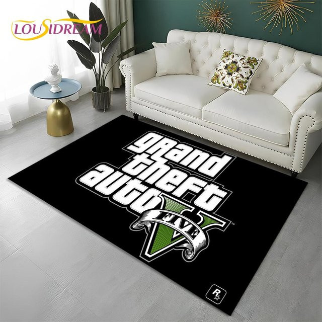 Karpetti Grand Theft Auto 3D Gamer Teppich, rutschfest und waschbar, Schwarz, Breite: 80 cm, Länge: 120 cm - Bild 1