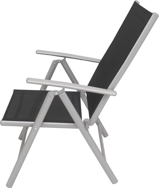 Villana Sylvania Klappstuhl aus Aluminium und Textil, silber/schwarz, B/T/H: 56 x 68 x 107 cm - Bild 1