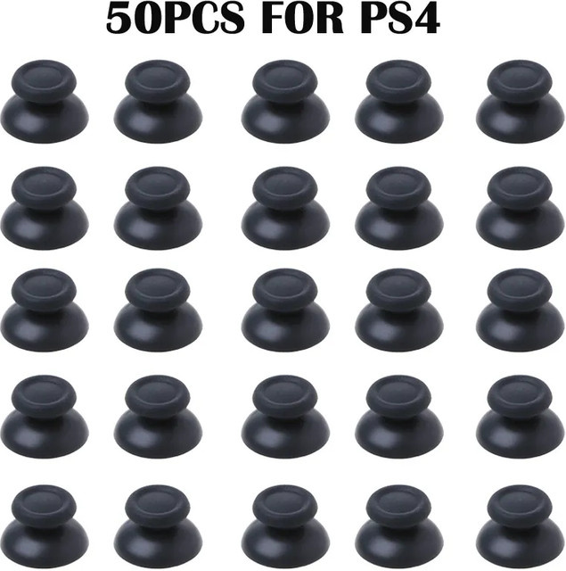 KYVG 50 Stück Ersatz Controller Analog Thumbstick Grip Caps in Schwarz für PS5, PS4 Pro Slim, Xbox One und Xbox 360 - Bild 1