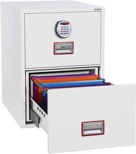 Phoenix FS2252E World Class Vertical Fire File Feuerschutztresor in Weiß mit elektronischem Zahlenschloss, feuerfest und wasserabweisend - Bild 1
