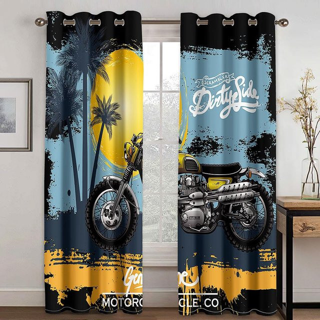 Dekorative 3D Vorhänge mit Auto, Hund und Schneeflocken Motiv in Weiß und Rot, 2er Set aus Polyester für Wohnzimmer, Schlafzimmer oder Balkon, Breite: 50 cm, Höhe: 130 cm - Bild 1