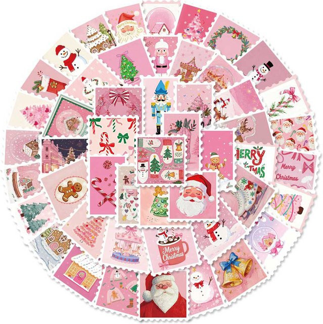 Charile Weihnachtsstempel, Aufkleber, Rosa / Pink, 10 Stück - Bild 1