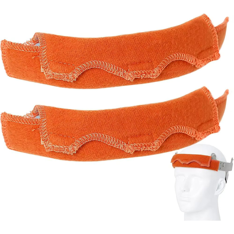 Waschbares Schutzhelm-Schweißband aus Baumwolle als Ersatz-Innenfutter für flammhemmende Schutzhelme in Schwarz und Orange - Bild 3