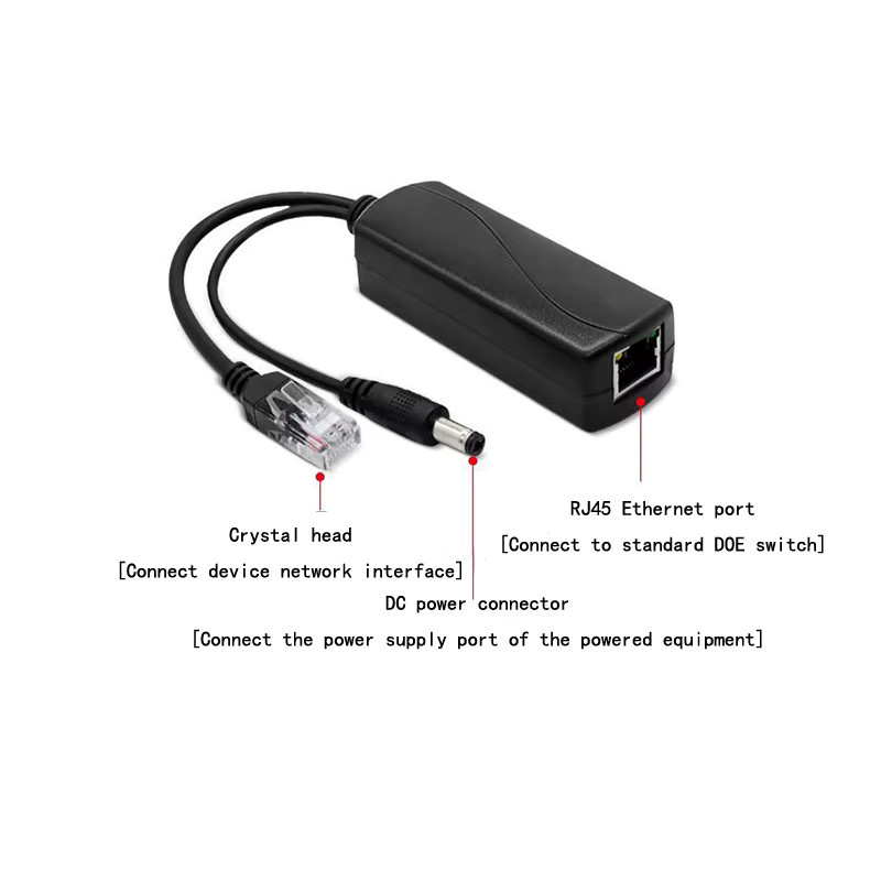 Aktiver PoE-Splitter 48V zu 5V/12V mit Micro USB und USB-C Typ-C für Raspberry Pi, Schwarz - Bild 2
