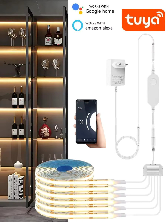 Tuya Smart COB LED Streifen Licht in Weiß mit App- und Sprachsteuerung für Alexa und Google Assistant zur Schrankbeleuchtung - Bild 5