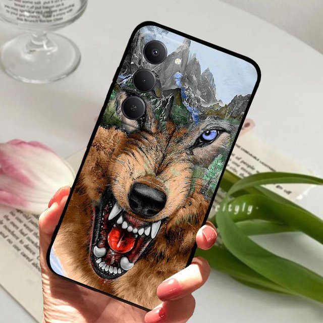 Xiaomi Handyhülle mit Wolf-Design aus weichem Silikon TPU für Redmi 15 5G und Redmi 15 4G, Schwarz/Mehrfarbig - Bild 1
