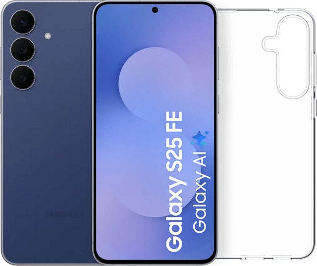 Samsung Galaxy S25 FE 128GB 5G Dunkelblau mit transparentem BlueBuilt Backcover - Bild 1