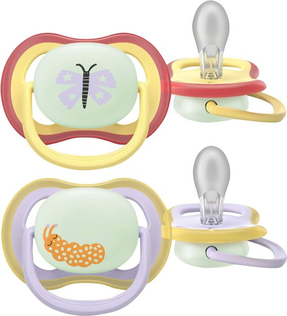 Philips Avent 2er-Pack Schnuller Ultra Air Nighttime für 0-6 Monate, Lila, BPA-frei und leuchtend - Bild 1