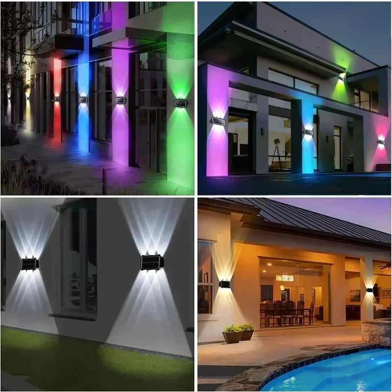 TLEDMP Solar-Wandfluter RGB Außenleuchte Schwarz für Garten und Außenbereich - Bild 4