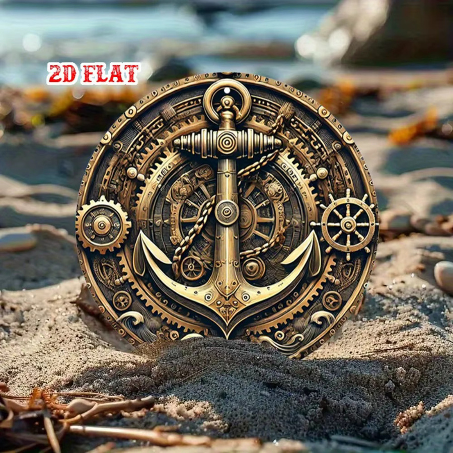 CIFBUY Vintage Steampunk Anker Wandkunst aus Metall, Rund, Blau-Bronze, Durchmesser: 20 cm - Bild 3