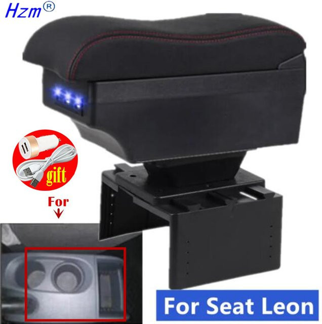 HuangZM Armlehnenbox für Seat Leon Mk2 in Schwarz als zentrale Aufbewahrungsbox für den Innenraum - Bild 1