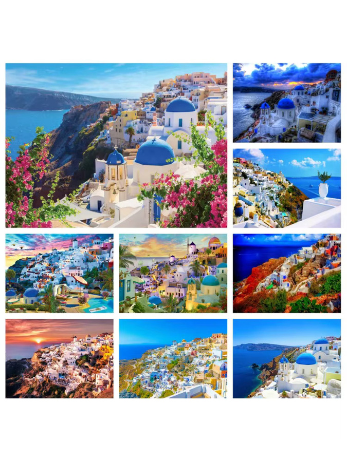 YUTTEE Diamantmalerei Set Santorini Griechenland Insel Landschaft Motiv in Multicolour, B/H: 30,0 x 20,0 cm - Bild 3