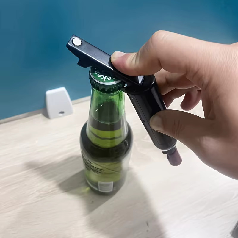 Magnetischer Flaschenöffner und Korkenzieher aus Metall in Schwarz als Hochzeitsgeschenk - Bild 4