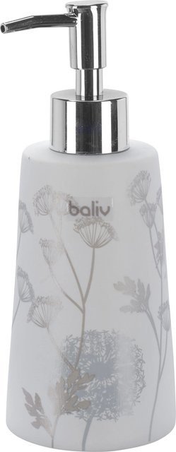 baliv Seifenspender aus Keramik in Weiß-Grau mit Blumenmotiv - Bild 1