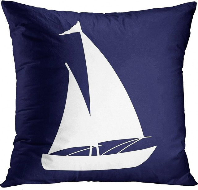 Heimdeko Kissenbezug mit nautischem Muster in Marineblau und Weiß, B/B/H: 18 x 18 x 18 cm - Bild 1