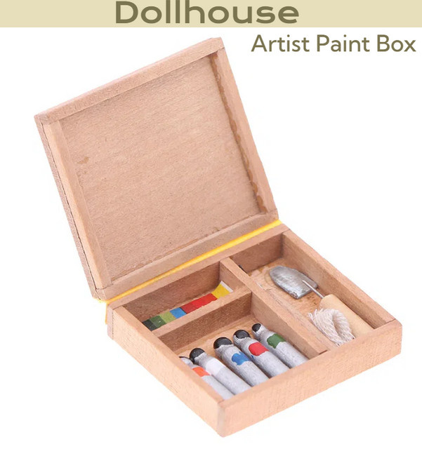 DIAPER&CORED Puppenhaus Miniatur Künstler Farbe Stift Holz Box, Zubehör - Bild 1