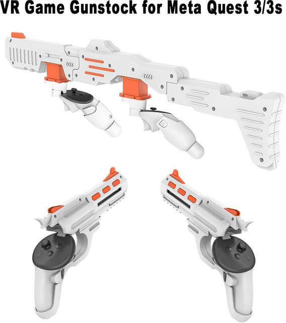 VRKOOBI VR Gunstock Kombination für Meta Quest 3 Shooter Zubehör in Weiß - Bild 1