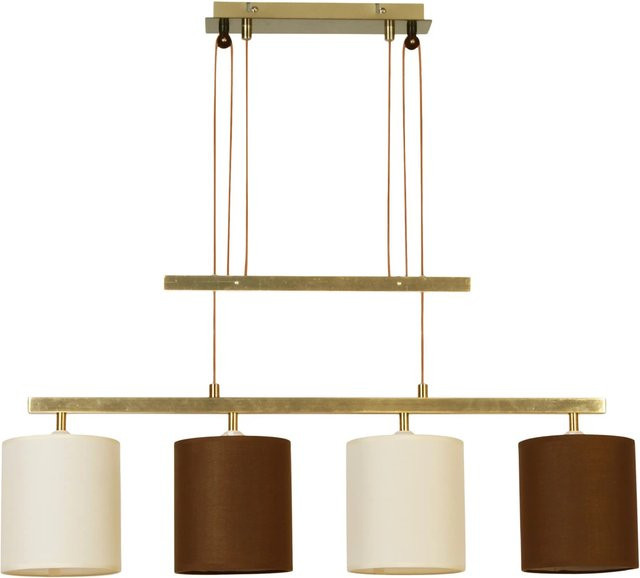 Näve Pendelleuchte Tilde 4-flammig in Beige und Braun mit Messingdetails, B/T/H: 15 x 15 x 38 cm - Bild 1