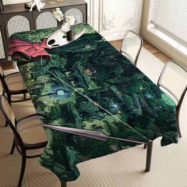 Wasserdichte und fleckenabweisende Tischdecke Hollow Knight von JMG Household Supplies in Grün, B/T: 90 x 140 cm - Bild 1
