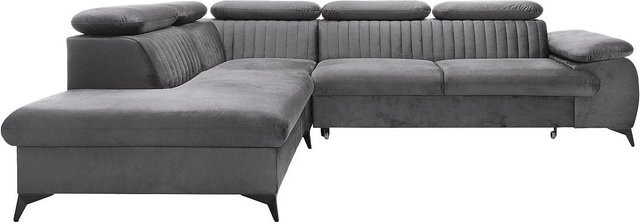 Pascal Morabito Schlafsofa Samara in Anthrazitgrau mit Samtbezug und L-Form, Breite: 275 cm - Bild 1